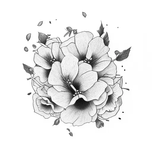 Black Rectangle Filled With Cherry Flowers