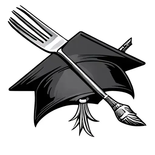 Fork And Knife Arrow Mark Headed To Graduate Cap Stands At The Helm