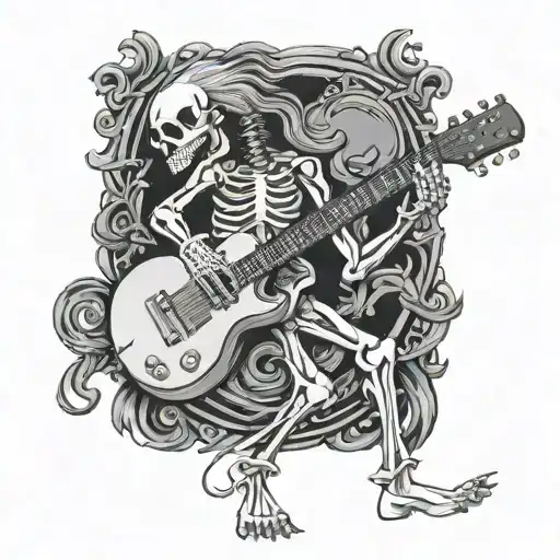 Skeleton Playing Guitar Heavy Metal