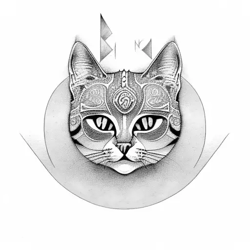 Mystical Slavic Symbols Incorporated Into A Cat Design
