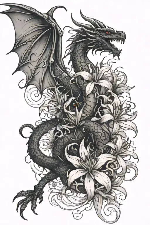 Dragon Over Spider Lily