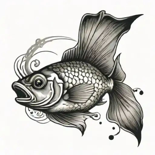 Calico Fantail Fish Swimming