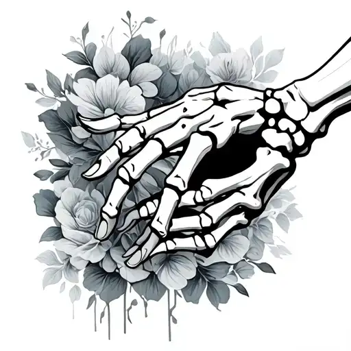 Skeleton Hand Trying To Touch Woman Hand Reaching