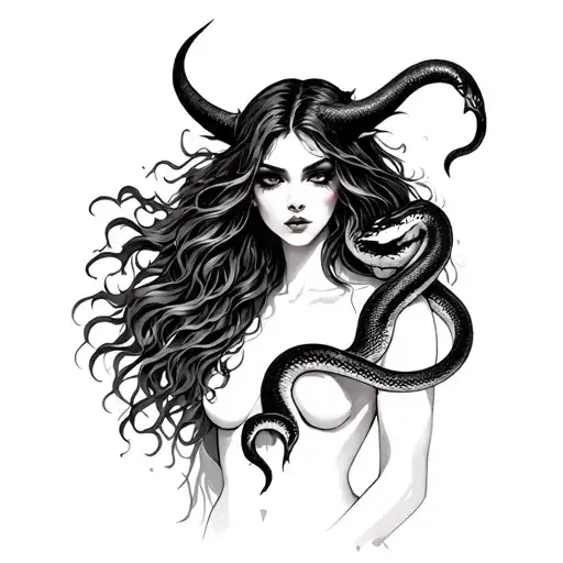 Demon Lady With A Snake