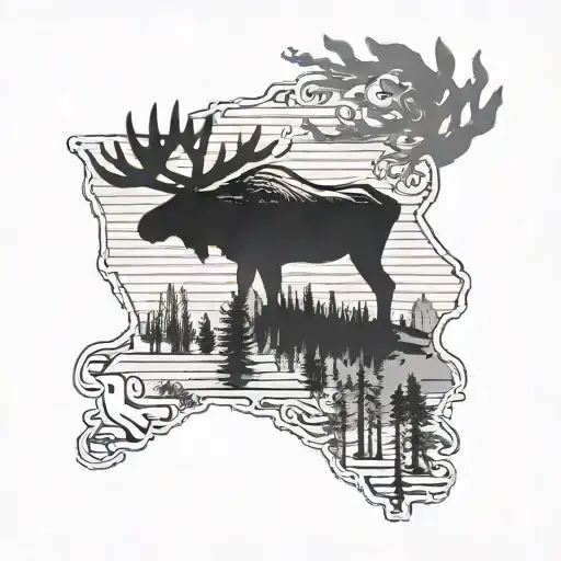 Silhouette Of Alberta With Realistic Moose Overlapping It With The Numbers 836 On The Animal