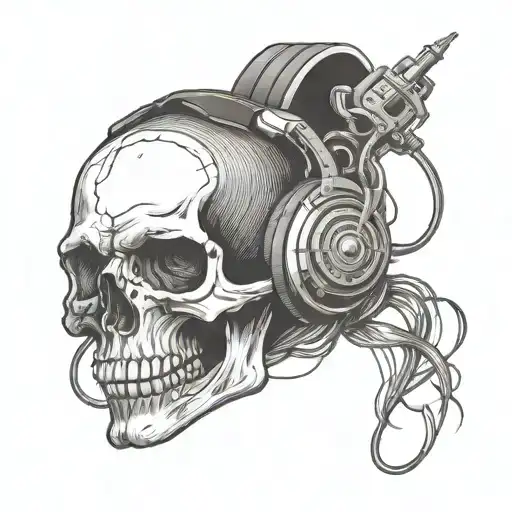 Skull Wearing Headphones