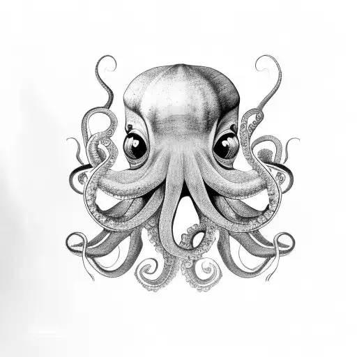 Octopus Over Shoulder With Ship