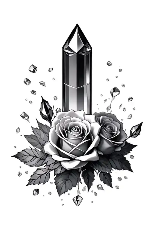 Roses And Crystals Being Dispersed