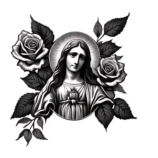 Virgin Mary Whole Body With Roses