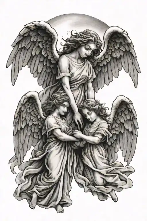 Angels And Heaven Holding Hands