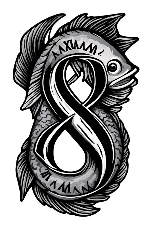 Christian Fish Symbol With The Roman Numeral 8 Inside Of Fish