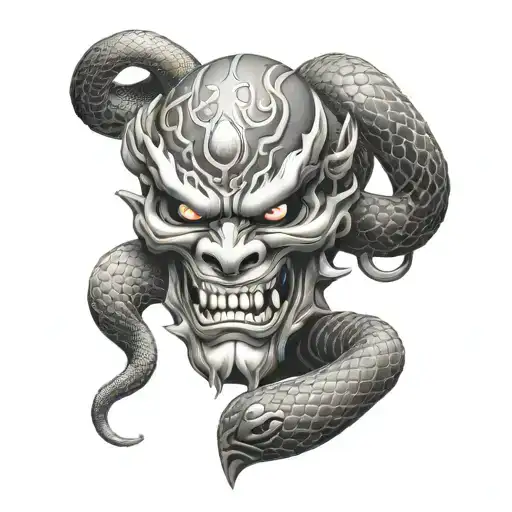 Oni Mask And Snake Wrapping