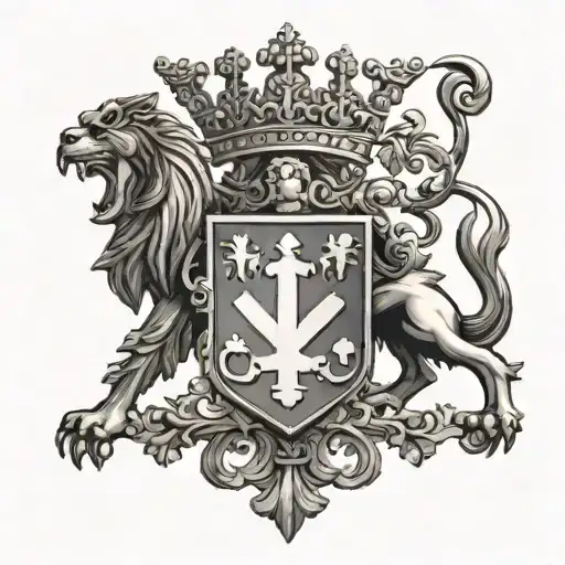 Spanish Coat Of Arms With Swiss Flag Symbol Inside