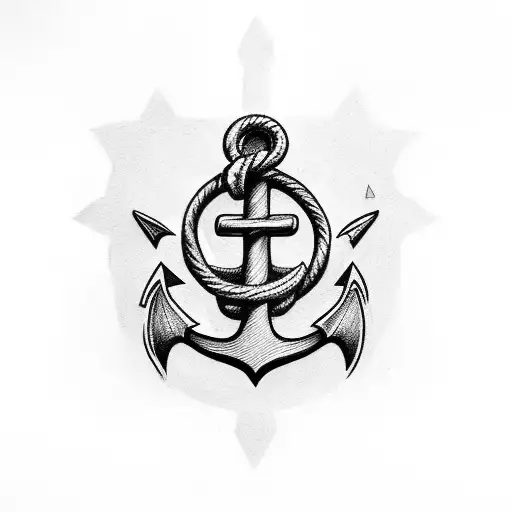 A Detailed Black-grey Tattoo Of An Anchor With Each Child's Name Incorporated Into The Design