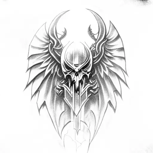 An Assassin With Demonic Wings Holding A Gun