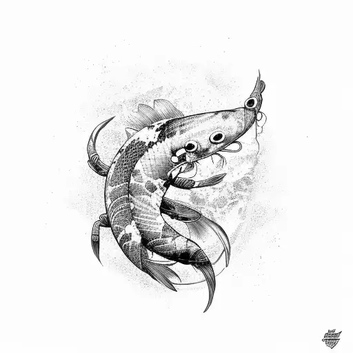 Koi Fish Fight Scorpion