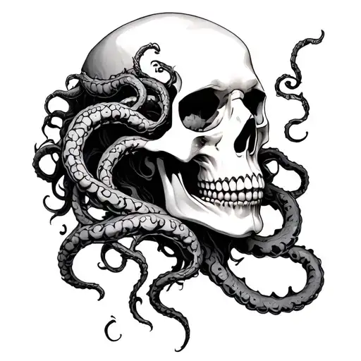 Skull And Medusa Intertwined