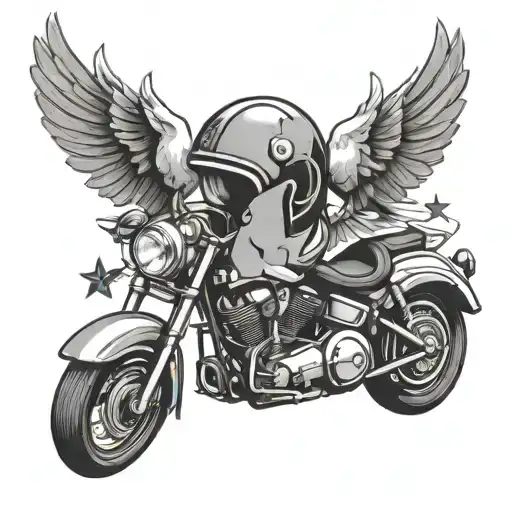 3 Stars And A Motorcycle Helmet Wit A Dove