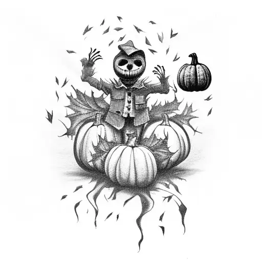 Full-bodied Scarecrow With Pumpkin