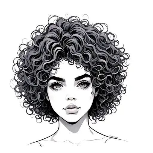Single Line With Curly Hair