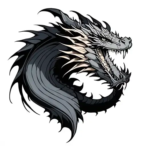 A Medieval Dragon Closing A Human Back