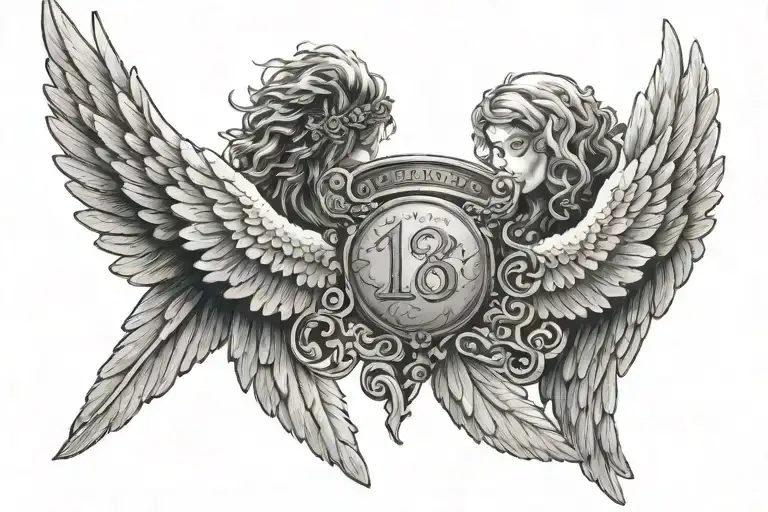 Angel Wings With Date And Heaven Gates