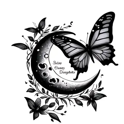 Moon And Butterfly With Daughters Name