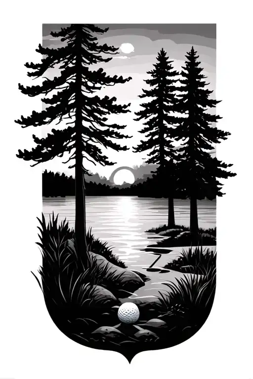 Golf And Trees Colors Sunset