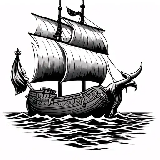 Viking Ship And Bull