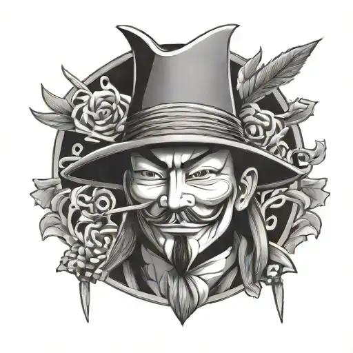 Japanese Sam Wearing A Guy Fawkes