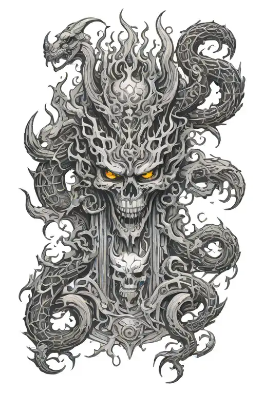 Hell Gates On Fire With A Devil On Top