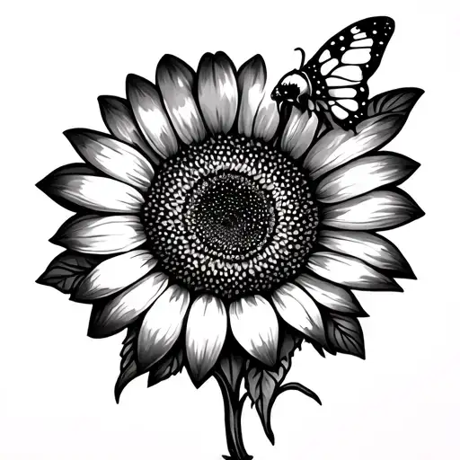 Sunflower And Butter Fly