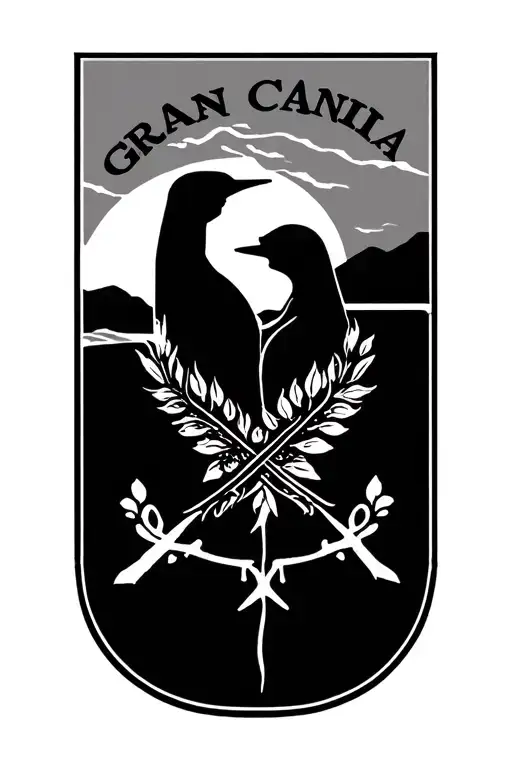 Silhouette Of Gran Canaria And Navarra Friendship Symbol