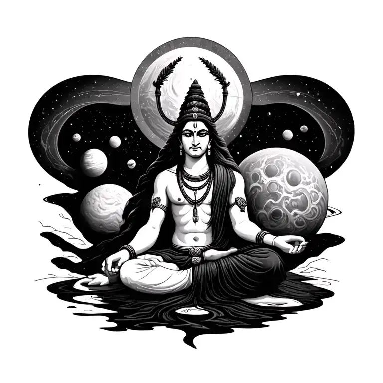 Agressive Lord Shiva Sitting Planets