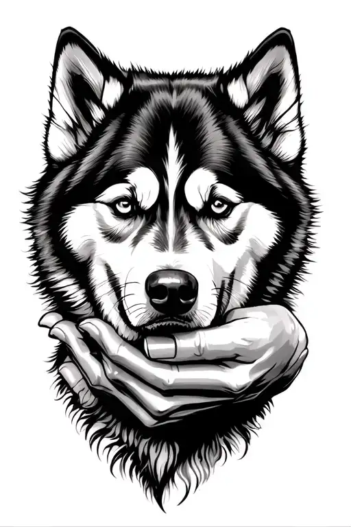 Husky Paw And Hand Holding