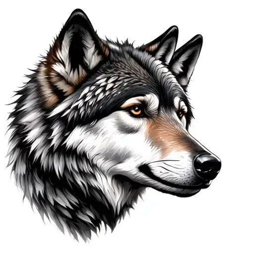 3 Wolves Heads Up To Moon Backs Together