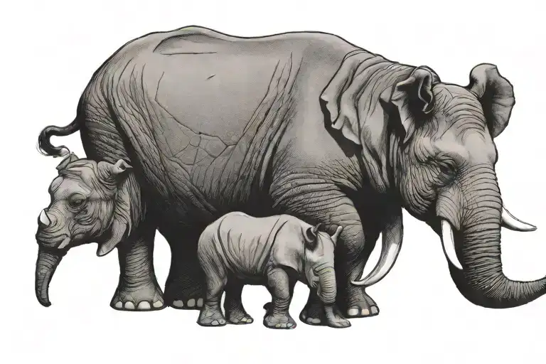 Elephant And Rhino