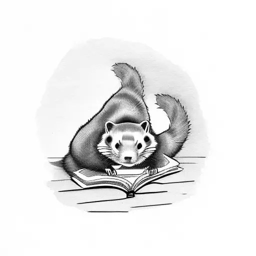 A Ferret Curled Up With A Book