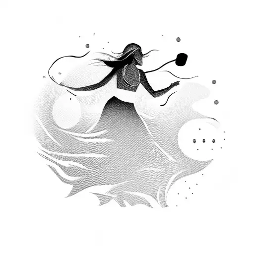 A Silhouette Of A Businesswoman Dancing On A Beach With Headphones On