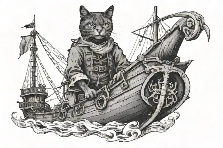 Black Cat On A Pirate Ship