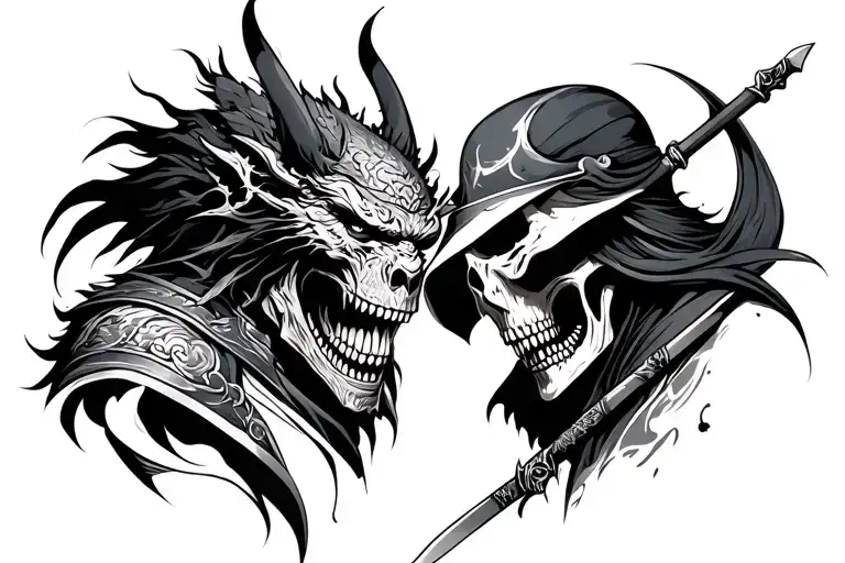 Samurai Demon Vs Grim Reaper