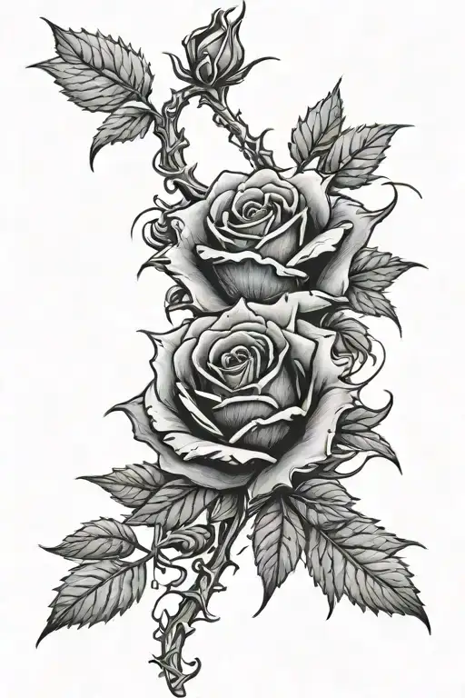 Rose And Thorns Intertwined Representing The Beautiful In Pain And Trama With Blod