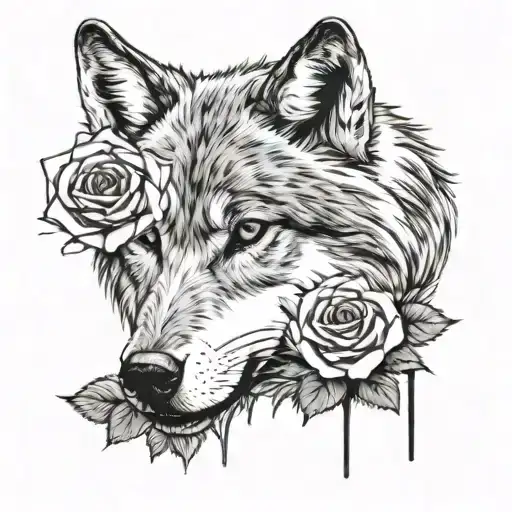 The Grey Wolf And The Rose Dripping With Blood
