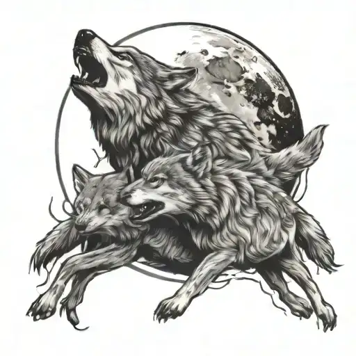 Wolves Chasing Away The Moon