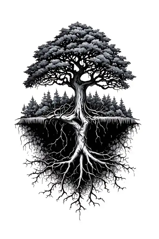 Small Poison Tree With Roots Growing Into Veins