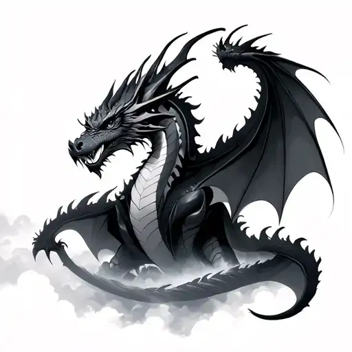 Balck Dragon In Sky