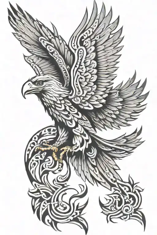 Filipino Tribal Patterns On A Eagles Wings Made
