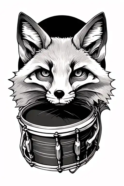 Ukrainian Theme Forearm Sleeve Of Fox Skeleton And Snare Drum