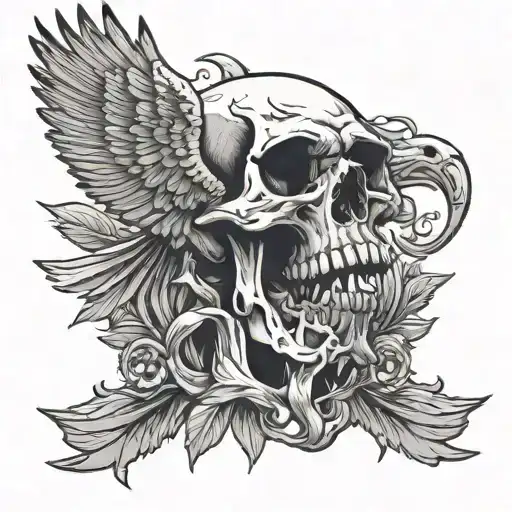 Skull Shooting Bird Rising