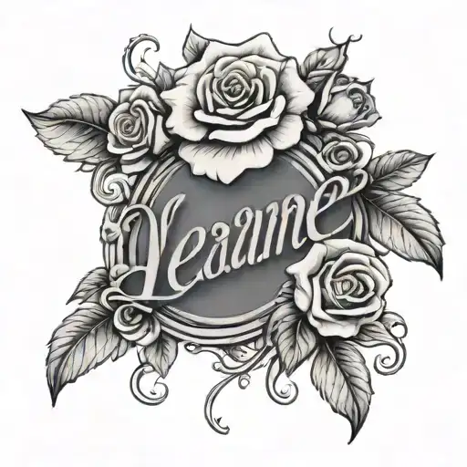The Word 'Leanne' With Roses Around It